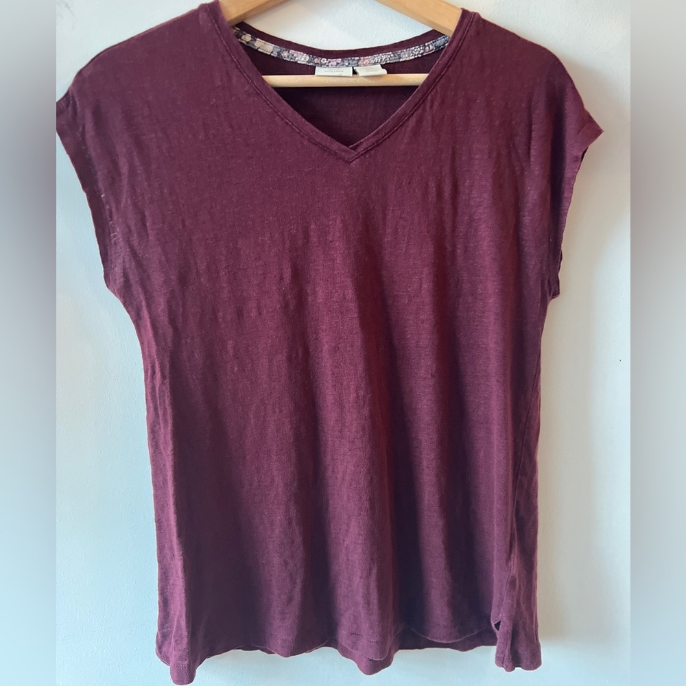 St. Tropez West 100% Linen Short Sleeve Top S